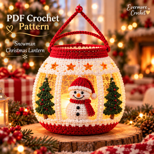 Christmas Snowman Lantern Crochet Pattern PDF – Amigurumi LED Winter Decor