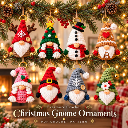 8 Christmas Gnome Crochet Patterns Bundle PDF – Keychains & Ornaments