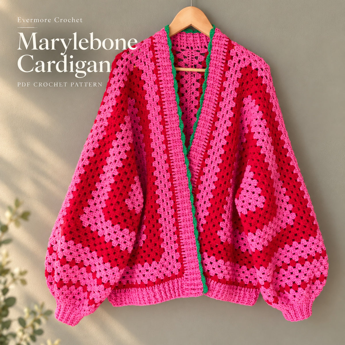 Marylebone Cardigan Crochet Pattern PDF – Balloon Sleeve Jacket S–3XL