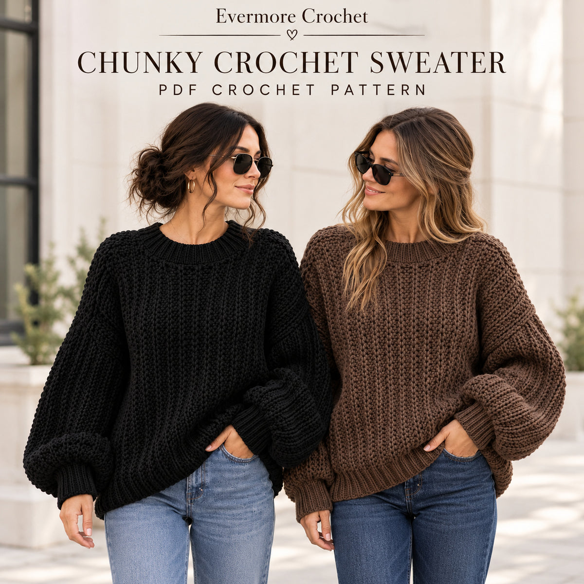 Oversized Crochet Sweater Pattern PDF – Beginner Cozy Textured Pullover