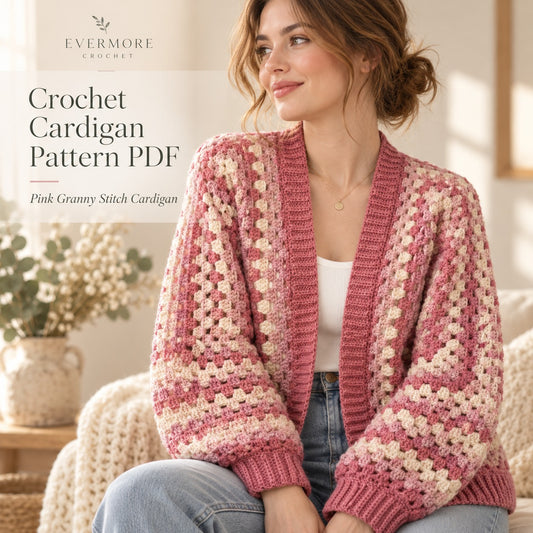 Granny Hexagon Cardigan Crochet Pattern PDF – XS–5XL Hexi Sweater