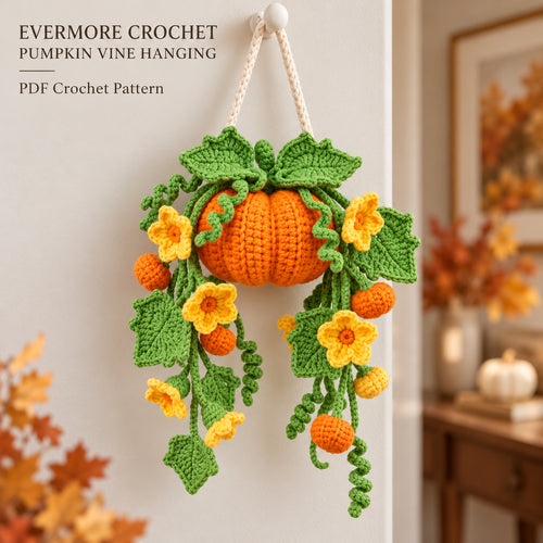 Pumpkin Hanging Plant Crochet Pattern PDF – Fall Wall Decor