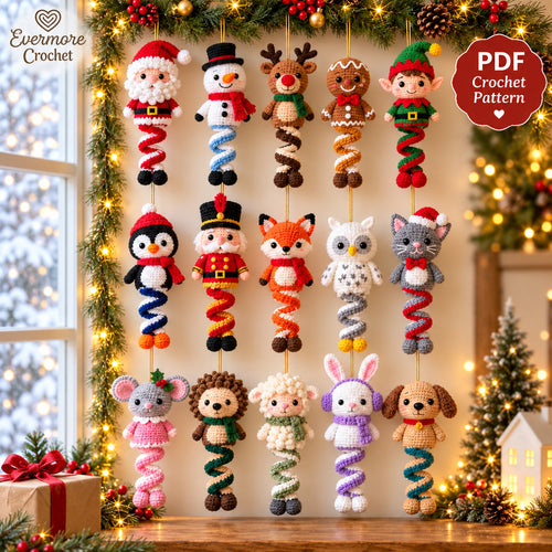 15 Christmas Spiral Ornament Crochet Patterns Bundle PDF – Santa, Snowman & More