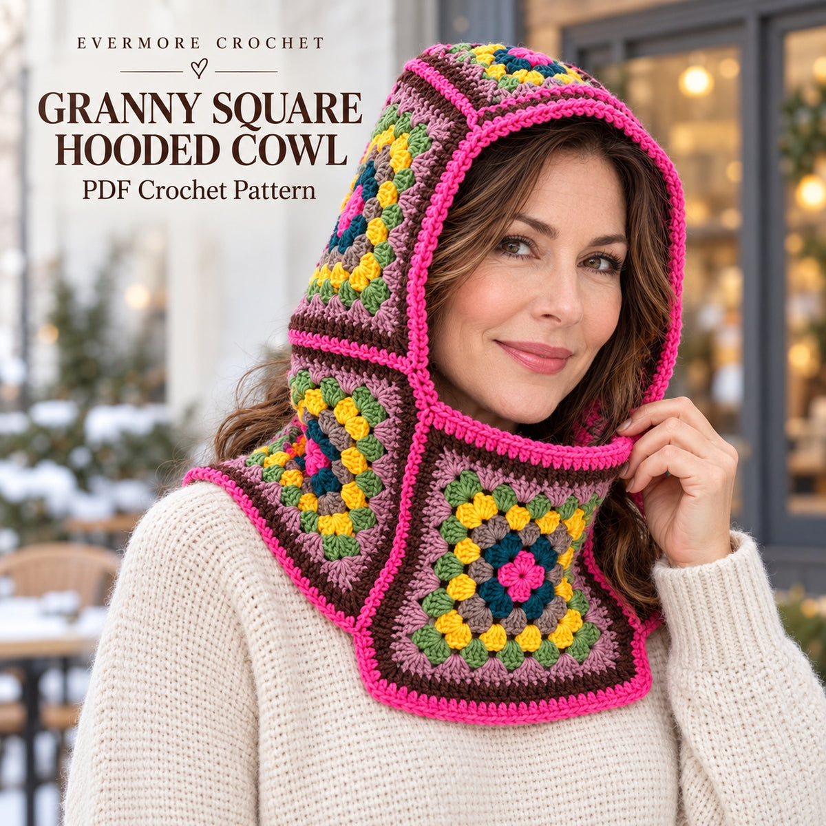 Granny Square Balaclava Crochet Pattern PDF – Beginner Adult Hood