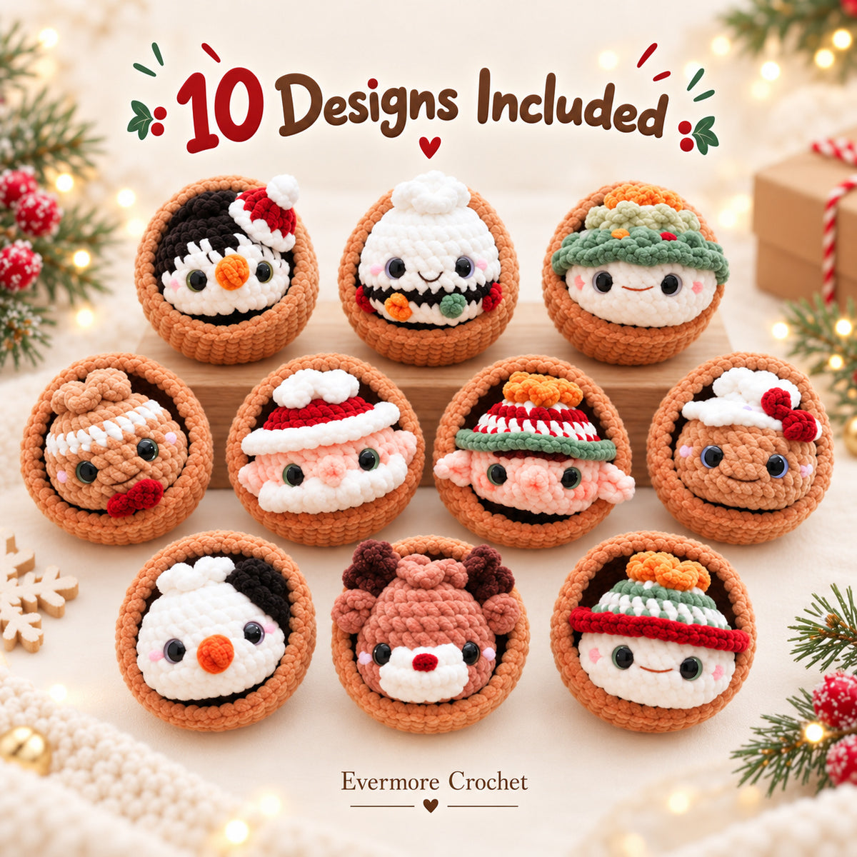 11 Christmas Dumpling Crochet Patterns Bundle PDF – No-Sew Amigurumi Keychains