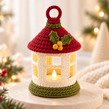 Mini Christmas Lantern Crochet Pattern PDF – LED Tealight Holder