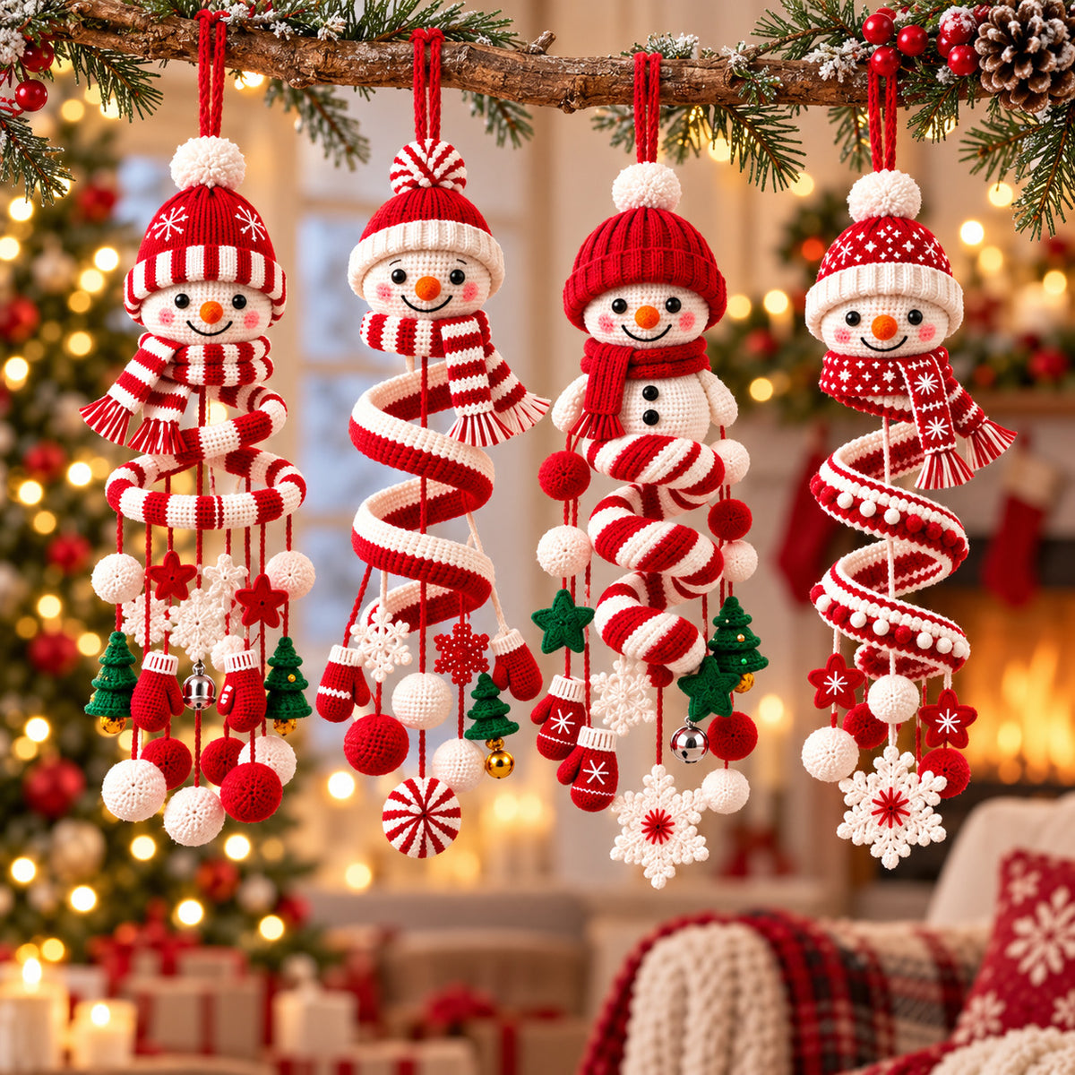 Snowman Spiral Hanging Crochet Pattern PDF – Christmas Mobile & Ornament Decor