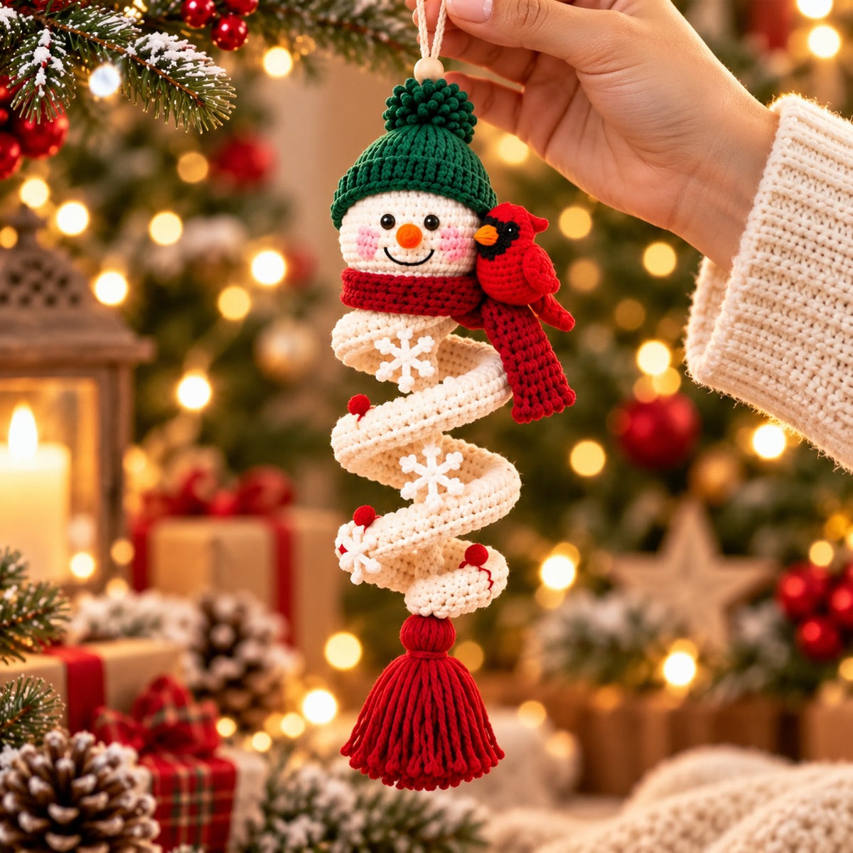 Snowman Spiral Ornament Crochet Kit – Beginner Christmas DIY Hanging Decor
