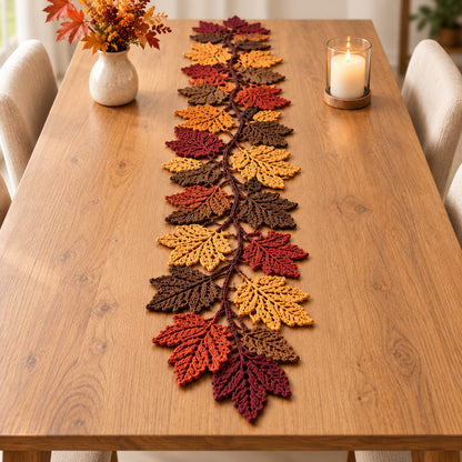 Crochet Autumn Leaf Table Runner Pattern PDF – Oak & Maple Leaves