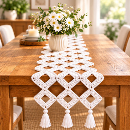 Easy Granny Square Table Runner Crochet Pattern PDF – Join-As-You-Go, Any Size