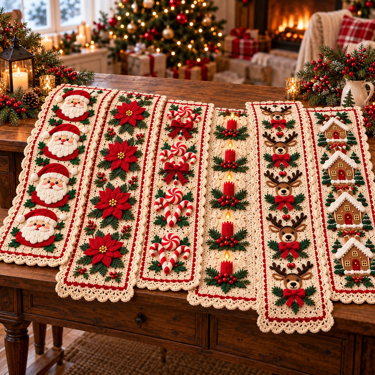 10-in-1 Christmas Crochet Table Runner Pattern Bundle PDF