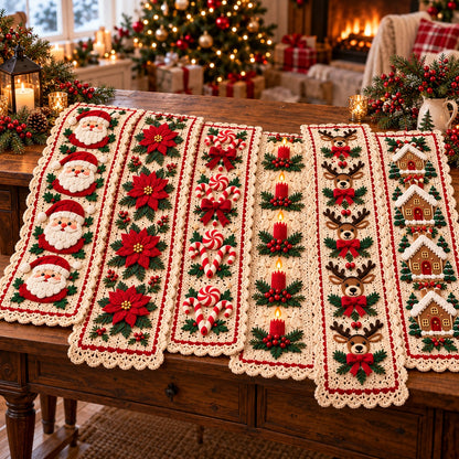 10-in-1 Christmas Crochet Table Runner Pattern Bundle PDF