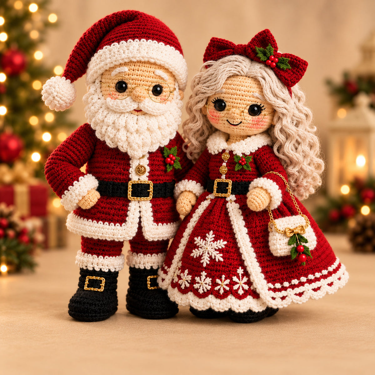 Santa & Mrs. Claus Crochet Pattern PDF – Christmas Amigurumi Doll Set