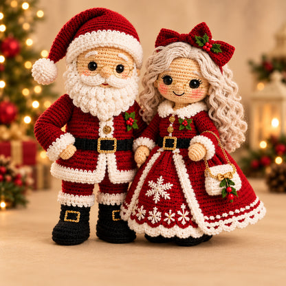 Santa & Mrs. Claus Crochet Pattern PDF – Christmas Amigurumi Doll Set
