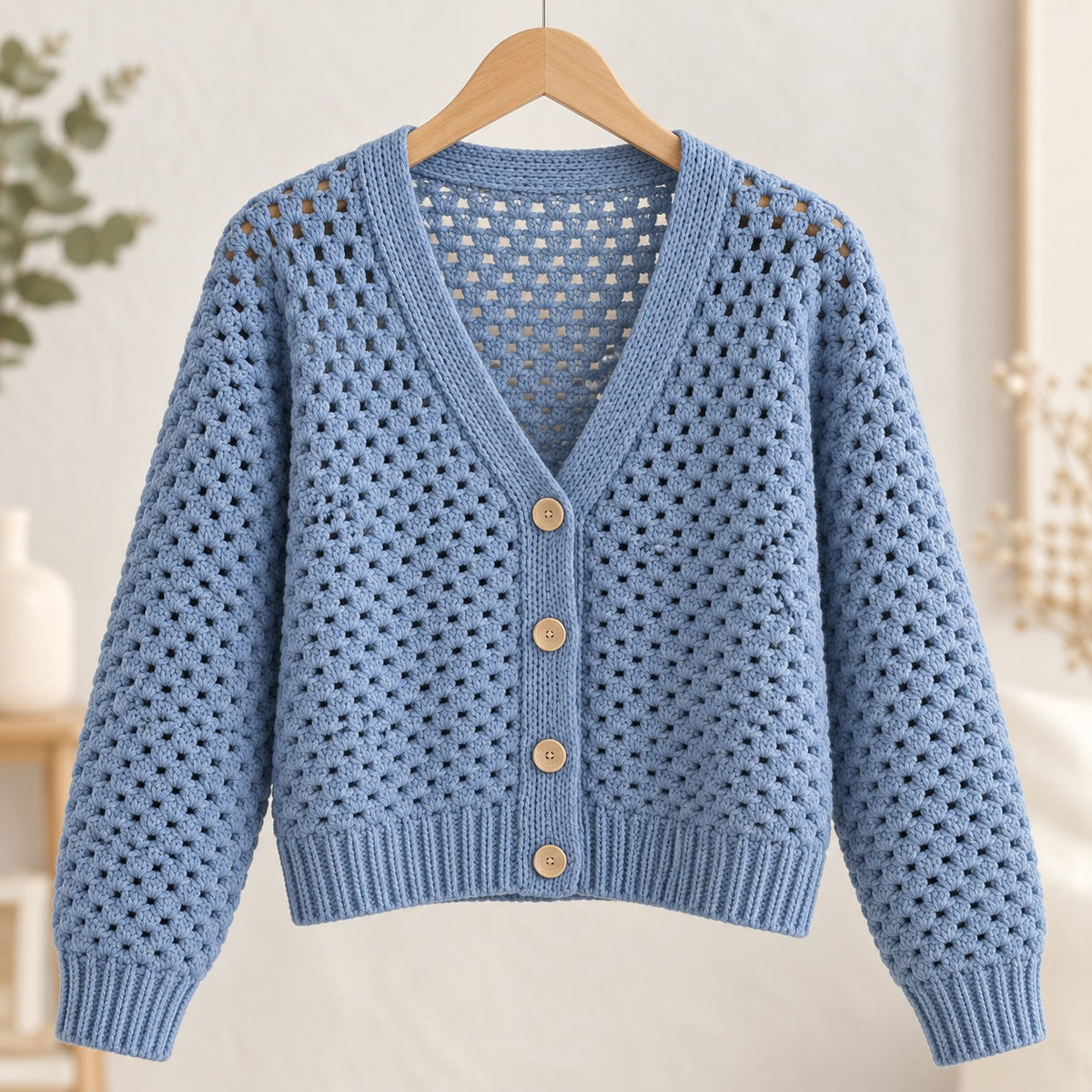 Crochet Cardigan Pattern PDF – Made-to-Measure Open Cardigan XS–2XL
