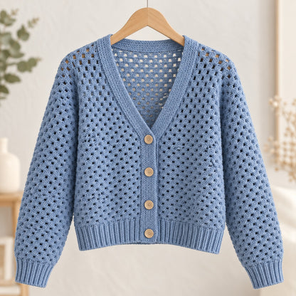 Crochet Cardigan Pattern PDF – Made-to-Measure Open Cardigan XS–2XL