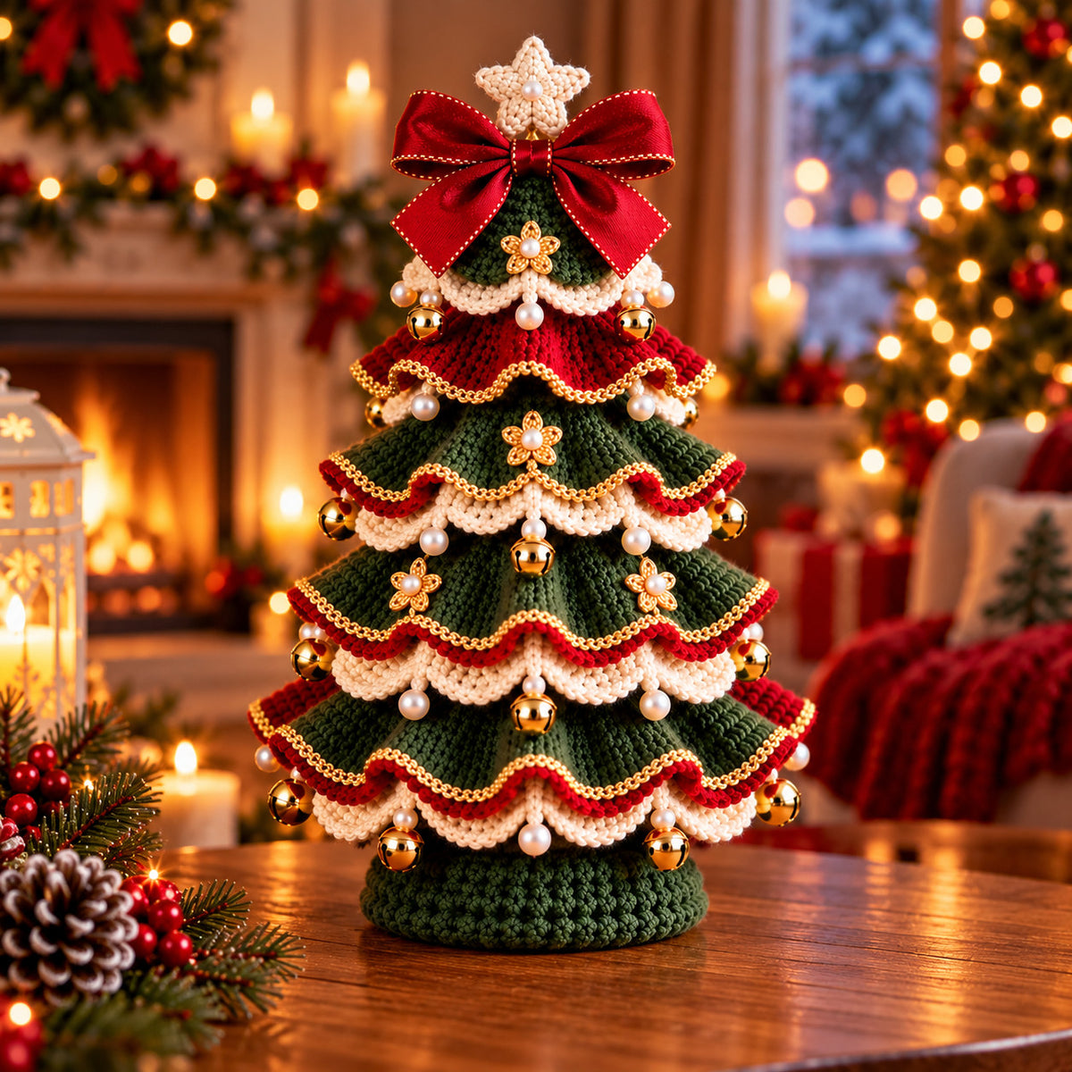 Layered Christmas Tree Crochet Pattern PDF – Tabletop Holiday Decor