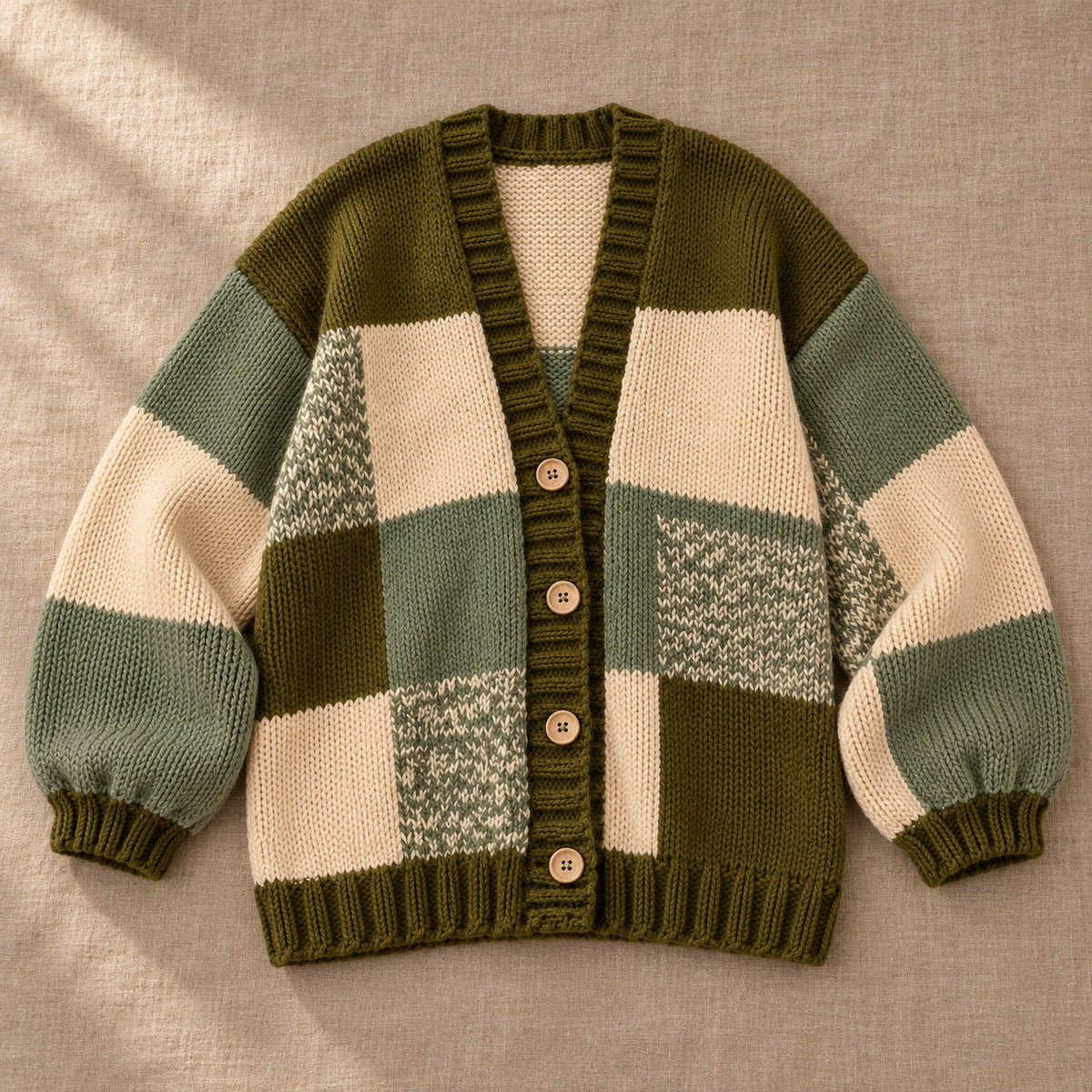 Patchwork Crochet Cardigan Pattern PDF, Sage & Olive Oversized Sweater, Knit Look Crochet Jacket