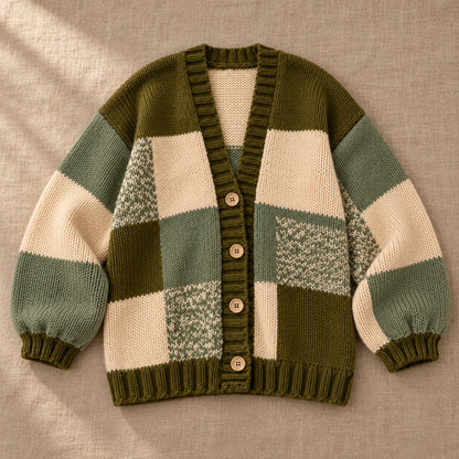 Patchwork Crochet Cardigan Pattern PDF, Sage & Olive Oversized Sweater, Knit Look Crochet Jacket