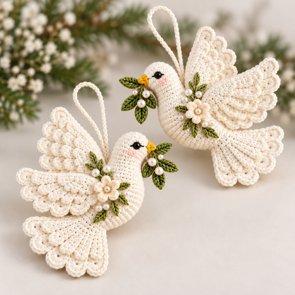 Crochet Peace Dove Ornament Pattern PDF – Christmas Wedding Memorial Decoration Instant Download