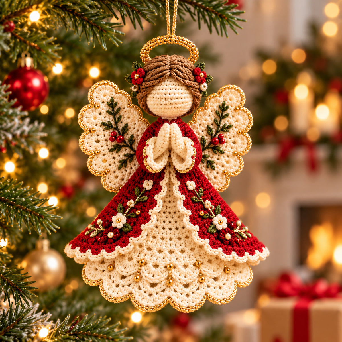 Crochet Angel Ornament Pattern PDF – Christmas Tree Hanging Decor