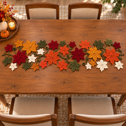 Maple Leaf Crochet Table Runner Pattern PDF – Fall & Thanksgiving Decor