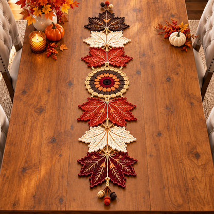 Autumn Maple Leaf Table Runner Crochet Pattern – Fall Decor PDF