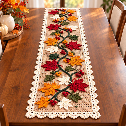Crochet Maple Leaf Table Runner – Handmade Fall & Thanksgiving Decor