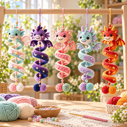 Crochet Dragon Spiral Hanging Pattern PDF – Beginner Fantasy Wall Decor
