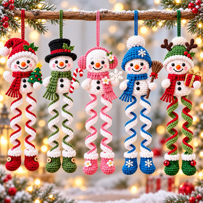 Crochet Snowman Ornament Pattern PDF – Spiral Leg Christmas Amigurumi