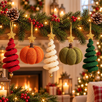 3D Spiral Christmas Tree Ornament Crochet Pattern PDF – Star & Bead Decor