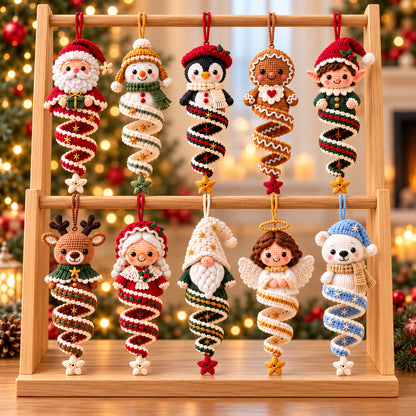 10 Christmas Spiral Ornament Crochet Patterns Bundle PDF – Santa, Snowman & More