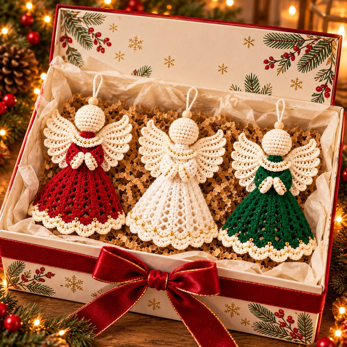 3 Christmas Angel Ornament Crochet Patterns PDF – Angel Doll Tree Decor
