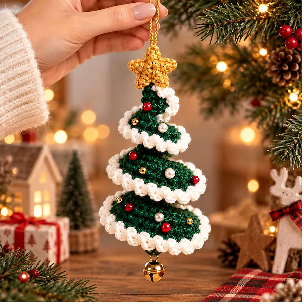 Mini Christmas Tree Spiral Crochet Pattern PDF – Hanging Holiday Ornament