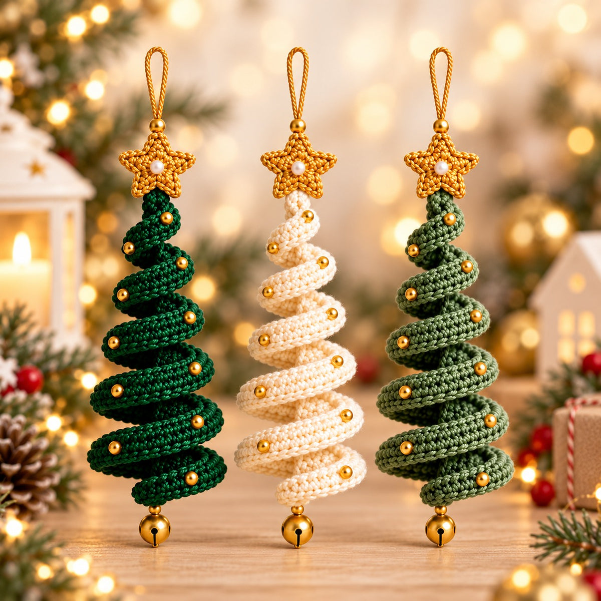 Christmas Tree Crochet Ornament Pattern PDF – Hanging Spiral Xmas Decor