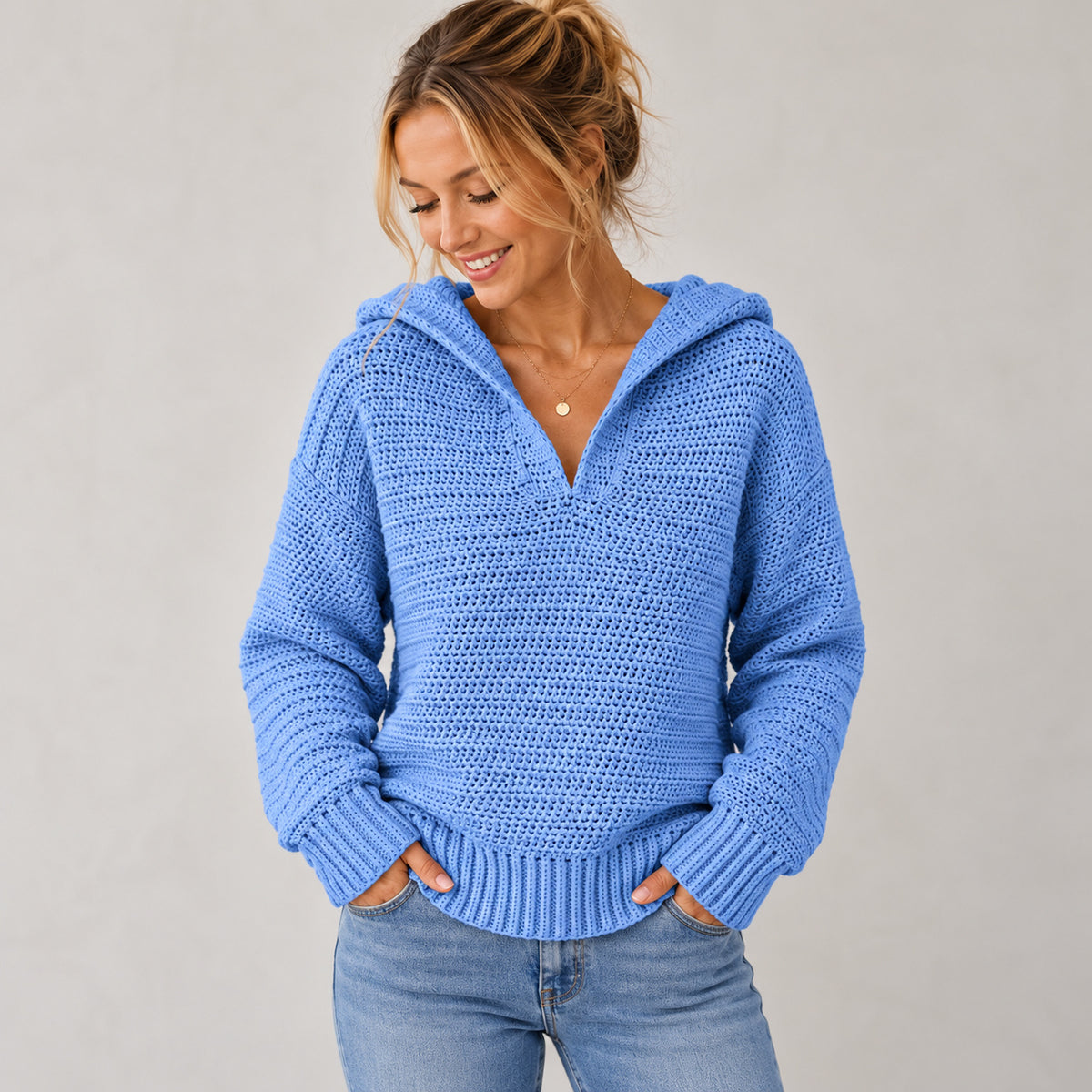 Oversized Hooded Crochet Sweater Pattern PDF – Beginner Friendly XS–5XL