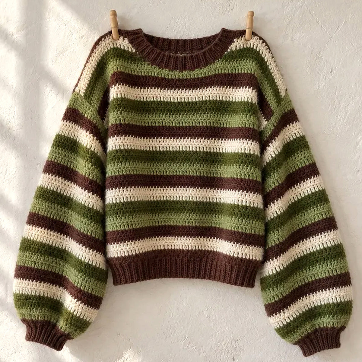 Striped Crochet Sweater Pattern PDF – Custom Size Jumper + Video Tutorial