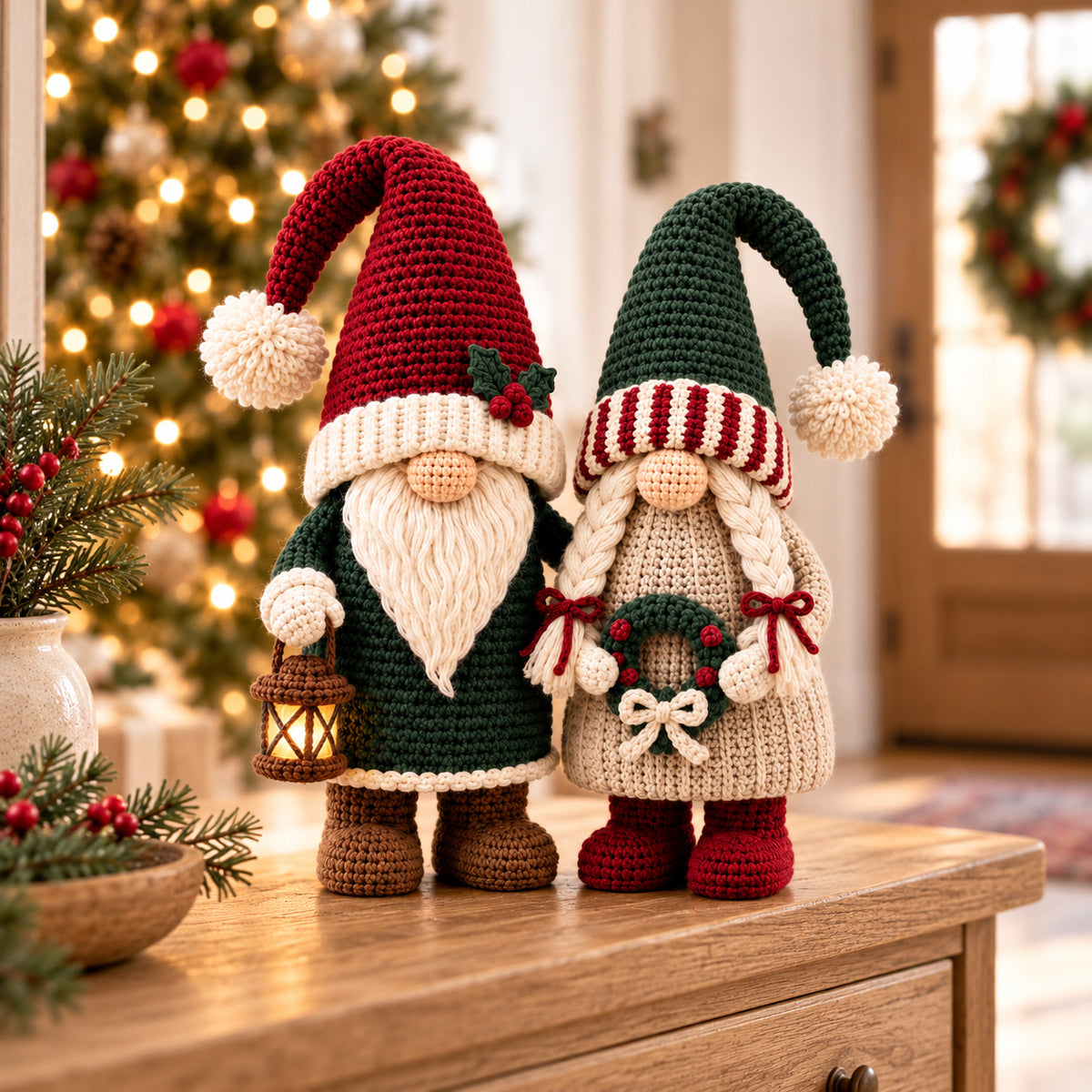 Winter Gnome Couple Crochet Pattern PDF – Scandinavian Christmas Amigurumi