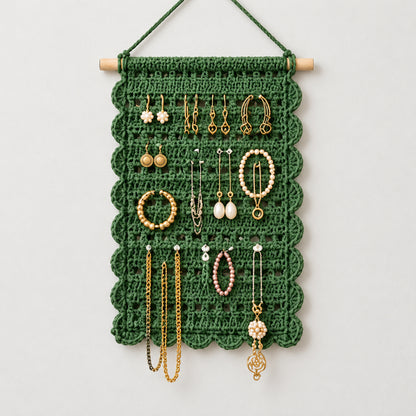 Crochet Jewellery Holder Pattern PDF – Boho Wall Hanging Organizer