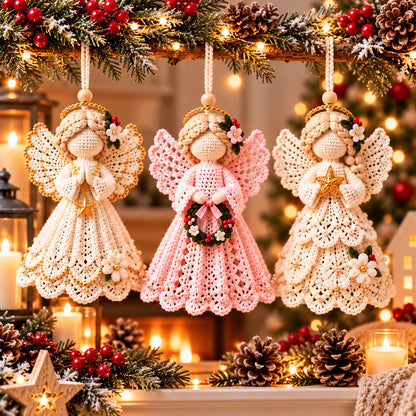 3 Christmas Angel Ornament Crochet Patterns PDF – Heirloom Lace Tree Decor