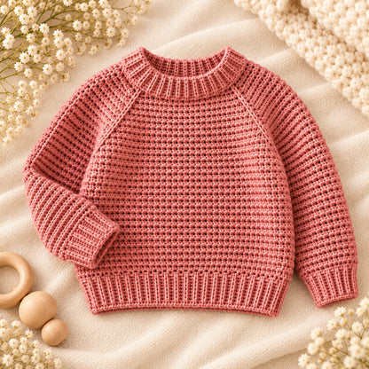 Kids Seamless Raglan Sweater Crochet Pattern PDF – Sizes 1–10 Years
