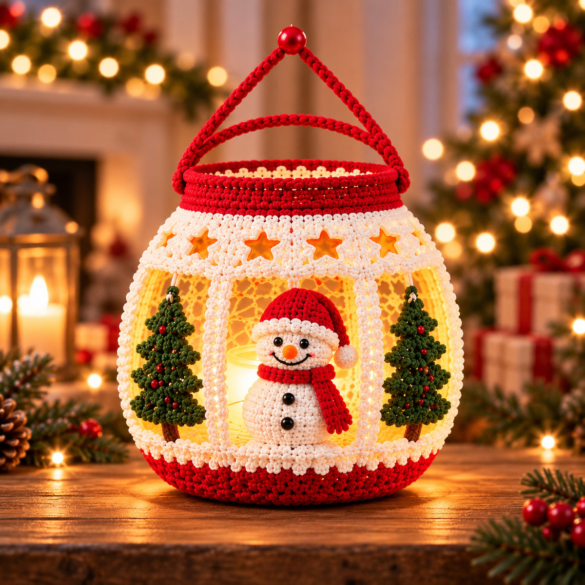 Christmas Snowman Lantern Crochet Pattern PDF – Amigurumi LED Winter Decor