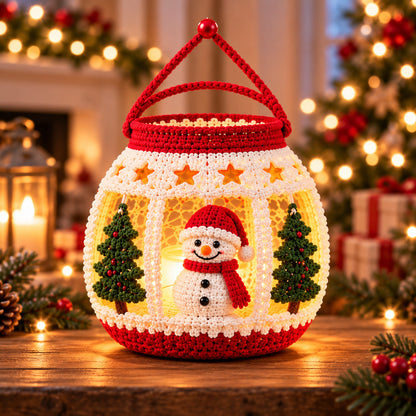 Christmas Snowman Lantern Crochet Pattern PDF – Amigurumi LED Winter Decor
