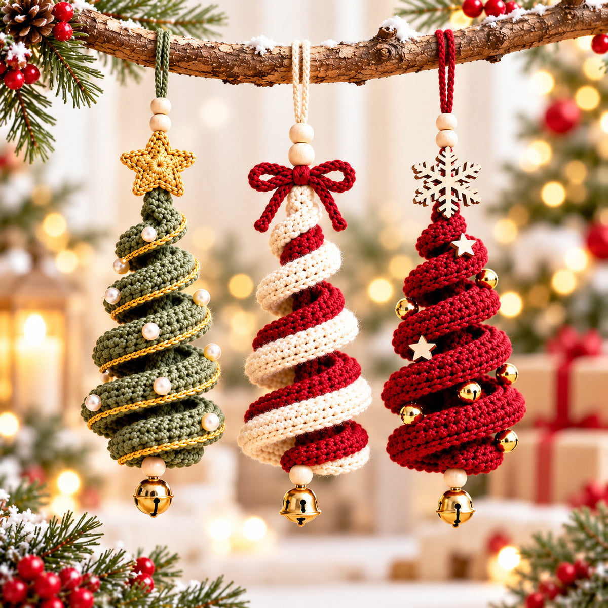 Spiral Christmas Tree Ornament Crochet Pattern PDF – Holiday Hanging Decor
