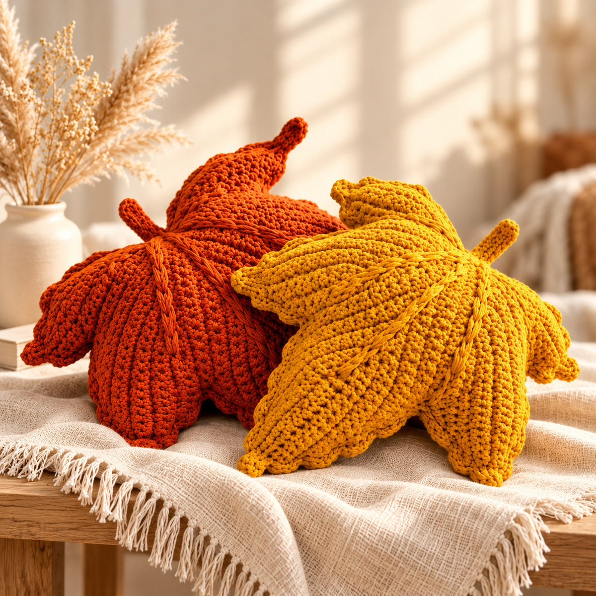 Maple Leaf Pillow Crochet Pattern PDF – Beginner Fall Home Decor