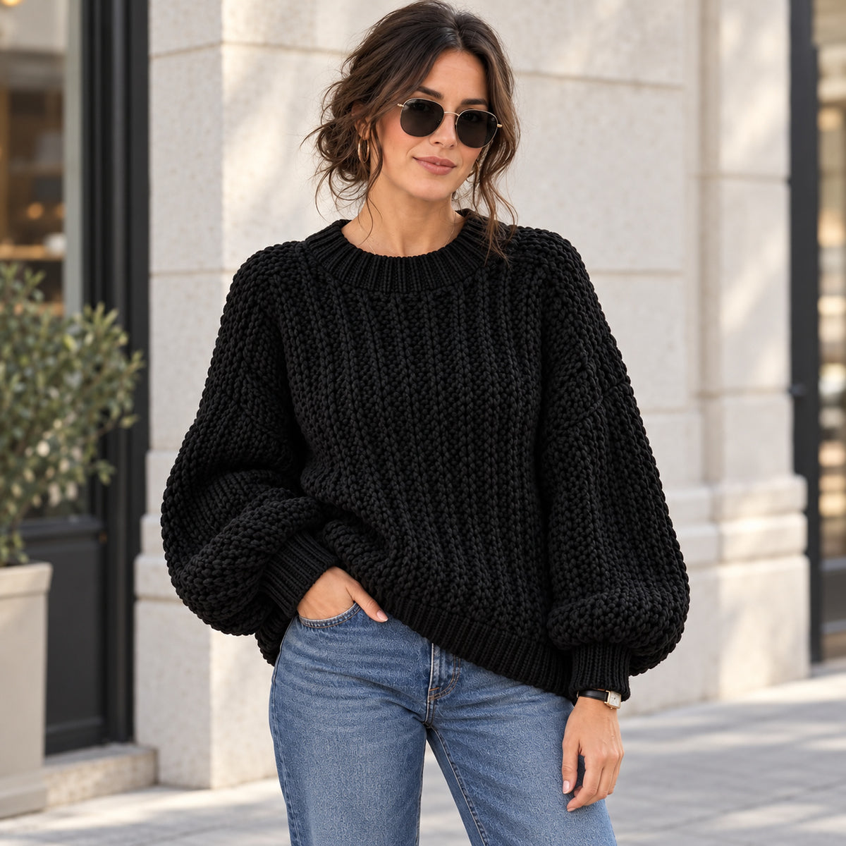 Oversized Crochet Sweater Pattern PDF – Beginner Cozy Textured Pullover
