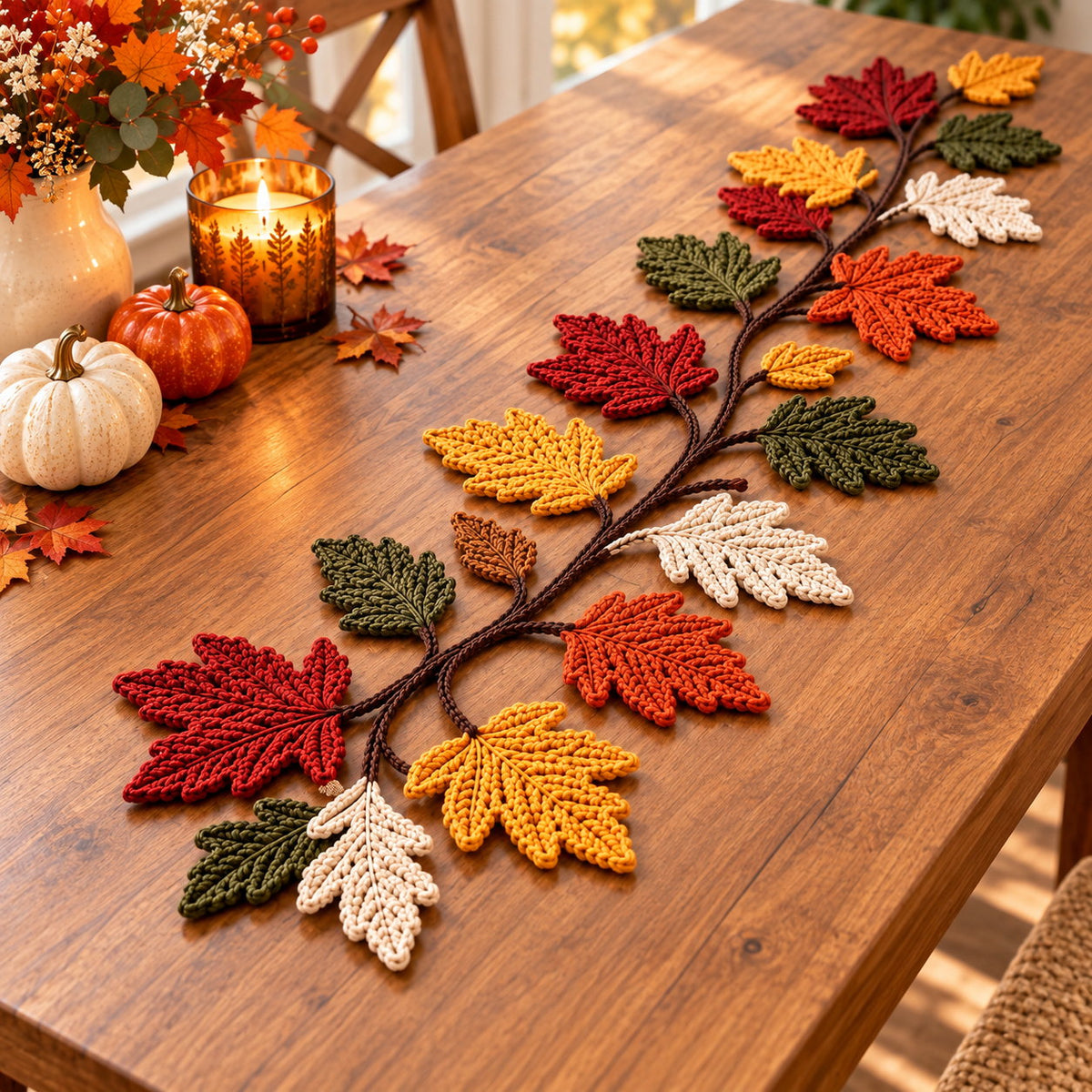 Maple Leaf Crochet Garland Pattern – Autumn Fall Decor PDF