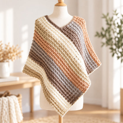 Sunset Poncho Crochet Pattern PDF, Asymmetrical V-Neck Crochet Poncho