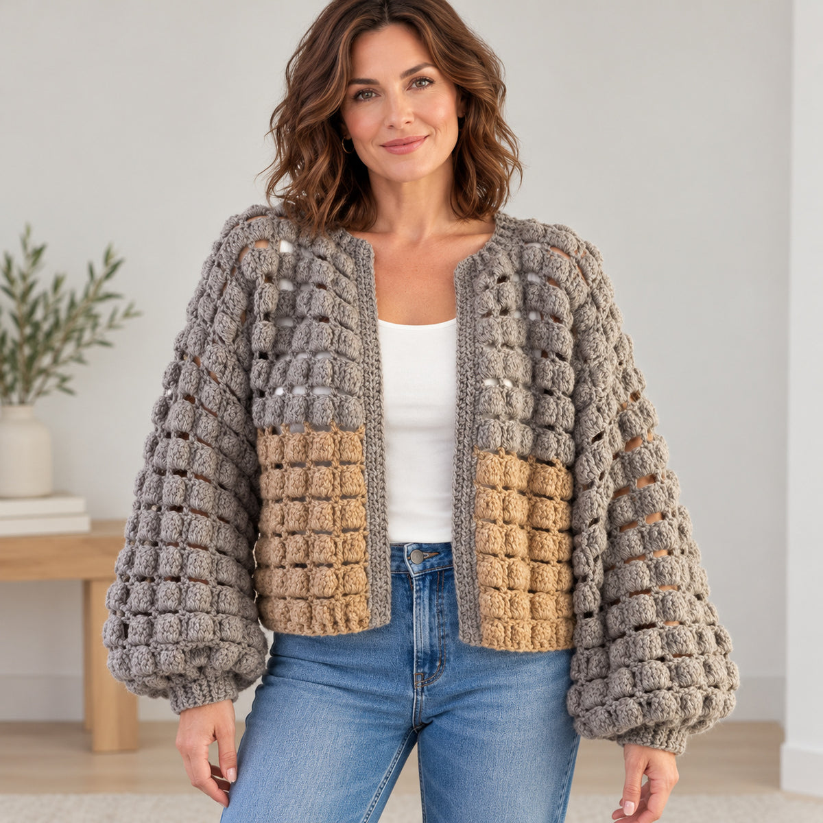 BRIK Cardigan Crochet Pattern PDF – Women’s Granny Square Jacket S–XL + Video