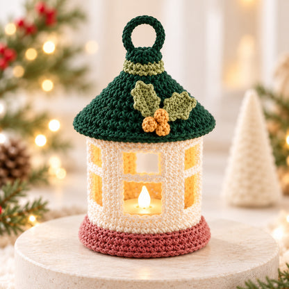 Mini Christmas Lantern Crochet Pattern PDF – LED Tealight Holder